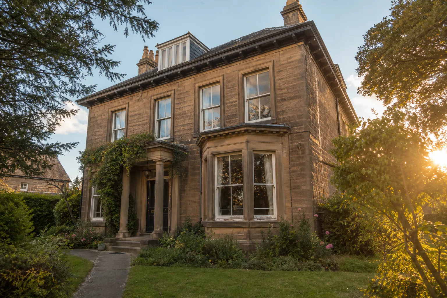 Edwardian Harrogate detached house — original windows before flush sash installation