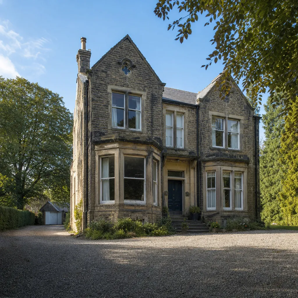 Victorian Yorkshire detached house — original windows before flush sash renovation