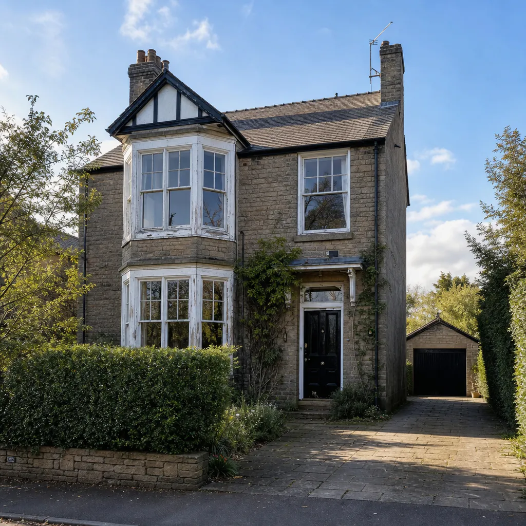 1930s bay-fronted Yorkshire house — original windows before flush sash upgrade