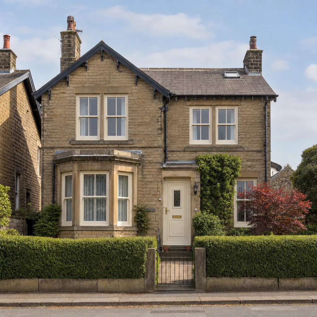 Harrogate Edwardian detached — flush sash windows and composite front door installed