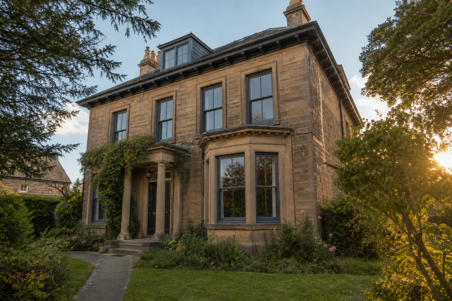 Edwardian Harrogate detached house — Slate Grey flush sash windows installed