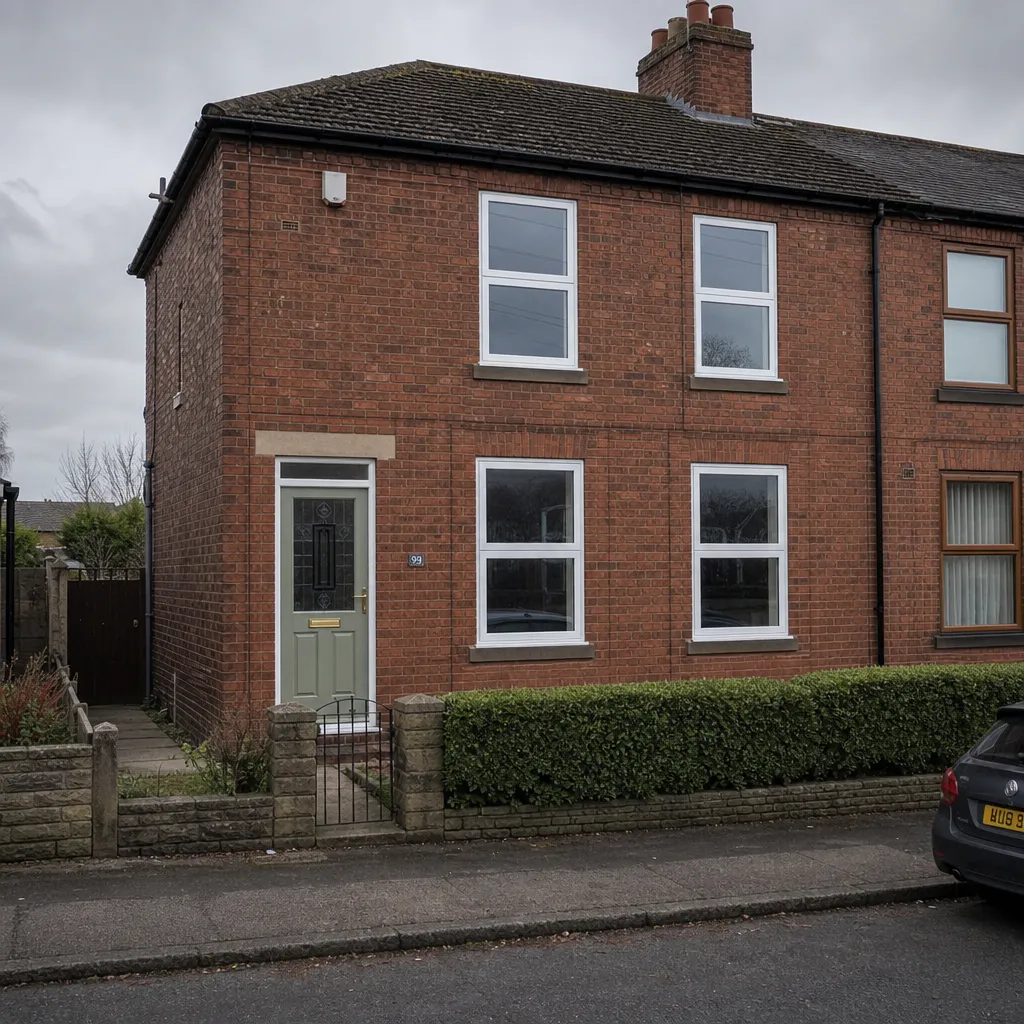 1930s semi-detached house with new flush sash windows, Yorkshire