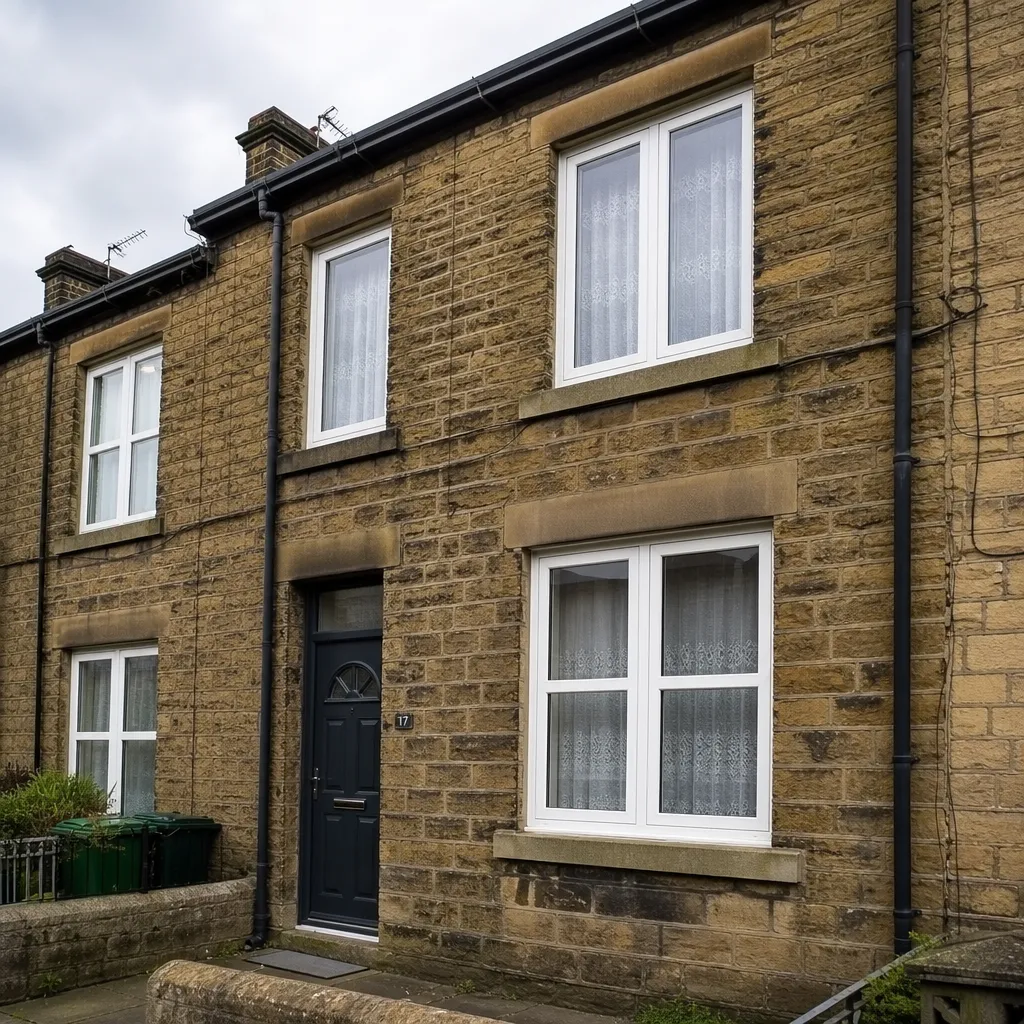 Flush sash windows installed on a stone terraced house in Yorkshire